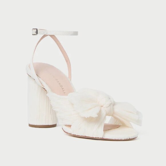 Loeffler Randal Camellia Pearl Pleated Bow Heel [Worn Once] - Picture 1 of 15